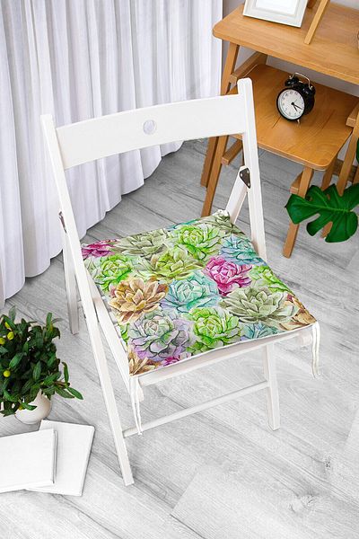 Realhomes Lily Themed Digital Printed Fluffy Square Chair Cushion