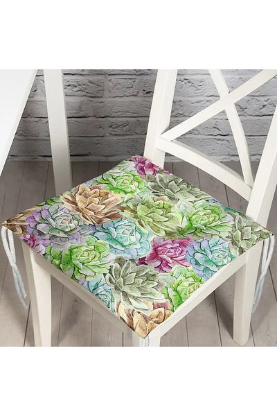 Realhomes Lily Themed Digital Printed Fluffy Square Chair Cushion