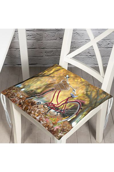 Realhomes Modern Bicycle Pattern Digital Printed Fluffy Chair Cushion