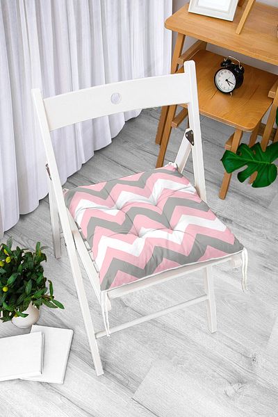 Realhomes Colorful Zigzag Patterned Digital Printed Fluffy Square Chair Cushion