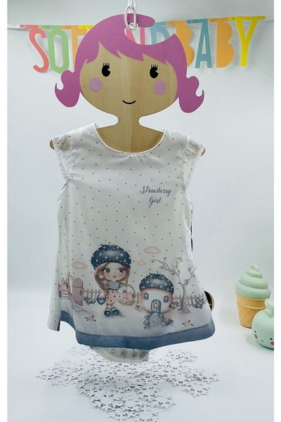Moonstar Baby Girl White Printed Dress