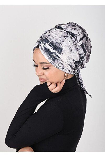 OykumBone غطاء رأس جاهز برباط مع نمط رخامي