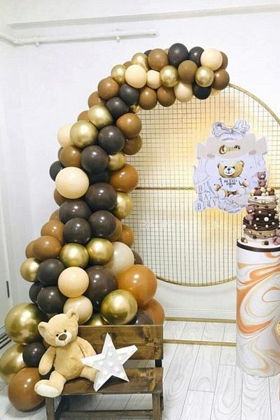 Trend Hediye Sepeti Chocolate - Caramel - Milk Coffee - Chrome Gold 50 Pieces Balloon Chain Retro