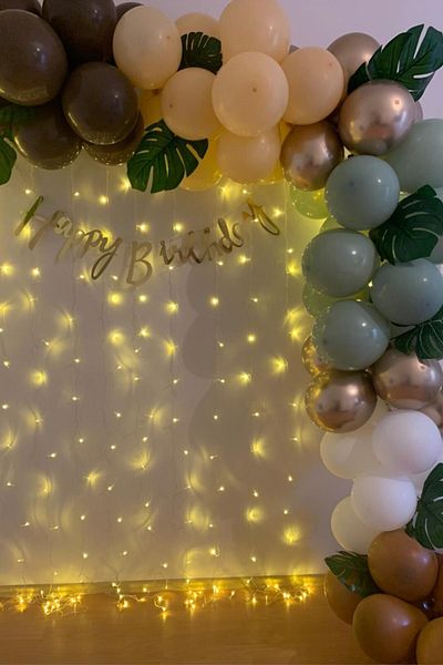 Trend Hediye Sepeti Chocolate - Caramel - Milk Coffee - Mold Green - White - Chrome Gold 50 Pieces Balloon Chain Retro