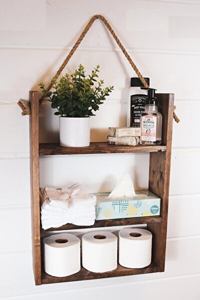 Ahşap منظم الحمام ورف التخزين، رف مناشف الحمام، رف السلم العائم