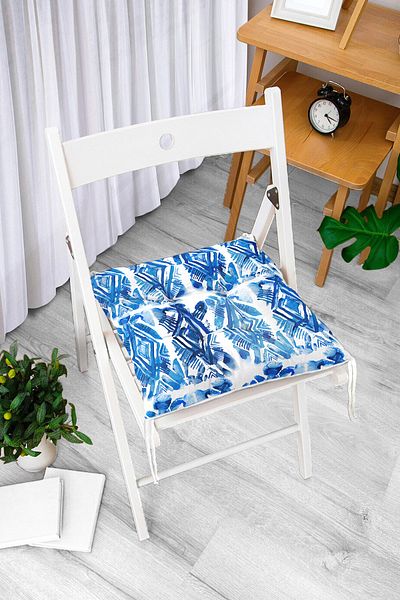 Realhomes Geometric Diamond Patterned Digital Printed Pouf Chair Cushion