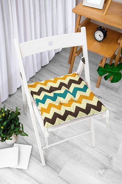 Realhomes Modern Zigzag Pattern Digital Printed Fluffy Chair Cushion