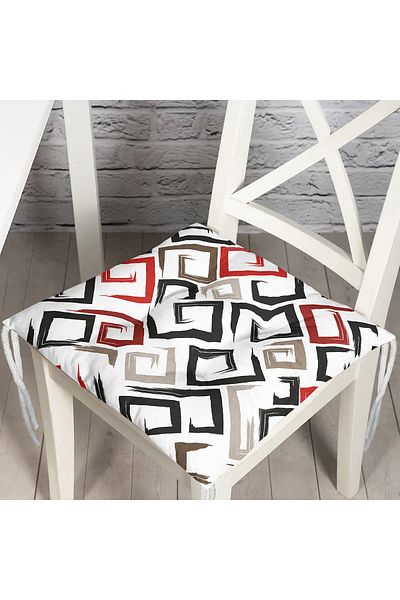 Realhomes Modern Digital Printed Fluffy Chair Cushion with Labyrinth Drawing