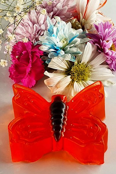 FANTASTİK SANAT ATÖLYESİ Spring Flowers Scented Red Love Butterfly Decorative Bath and Hand Soap - in Special Box