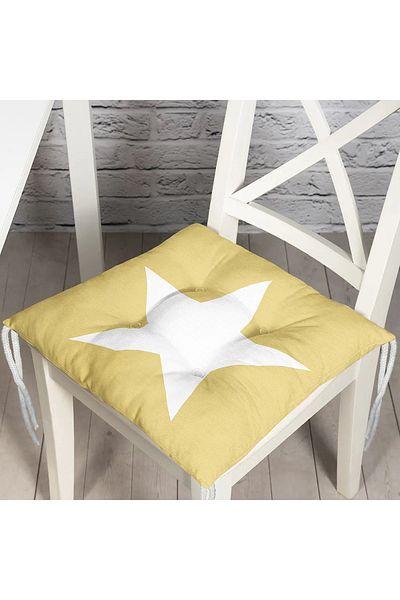 Realhomes Star Patterned Digital Printed Pouf Chair - 40x40 cm Cushion