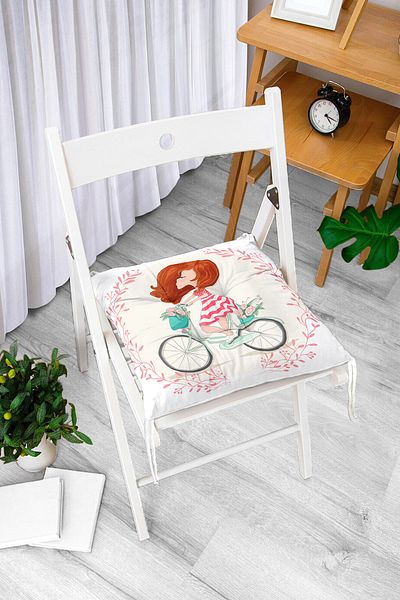 Realhomes Modern Bicycle Patterned Digital Printed Fluffy Chair Cushion