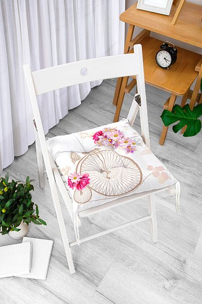 Realhomes Modern Bicycle Patterned Digital Printed Fluffy Chair Cushion