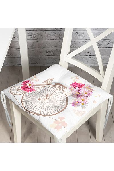 Realhomes Modern Bicycle Patterned Digital Printed Fluffy Chair Cushion