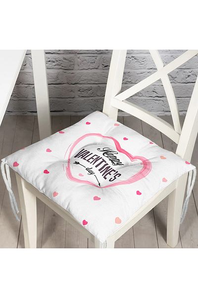 Realhomes Happy Valentine's Day Printed Fluffy Chair Cushion with Heart Motif