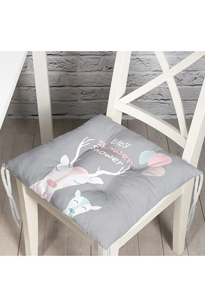 Realhomes Unicorn Baby Shower Patterned Chair Cushion with Gray Background
