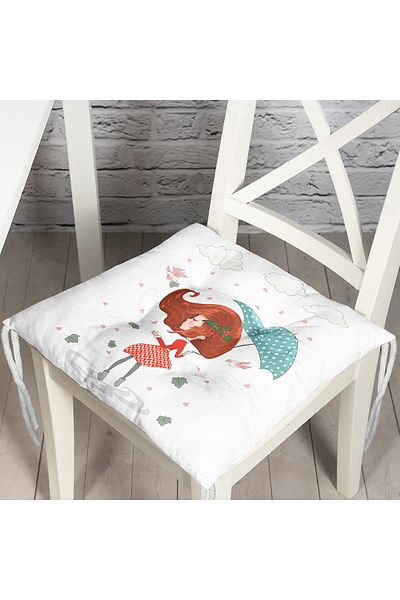 Realhomes Fashion Girl Digital Printed Modern Fluffy Chair Cushion