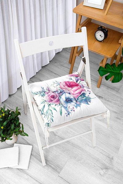 Realhomes Livense Special Design Flower Patterned Digital Printed Pouf Chair Cushion