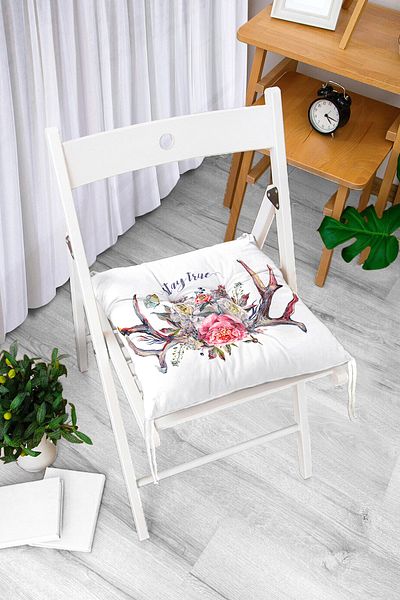 Realhomes Stay True Motif Jar Patterned Digital Printed Pouf Chair Cushion