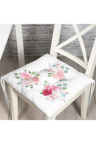 Realhomes Triple Jar Flower Patterned Digital Printed Pouf Chair Cushion