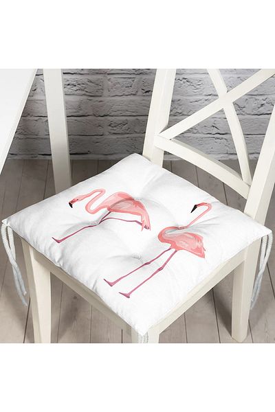 Realhomes Pink Flamingo Patterned Digital Printed Fluffy Chair Cushion
