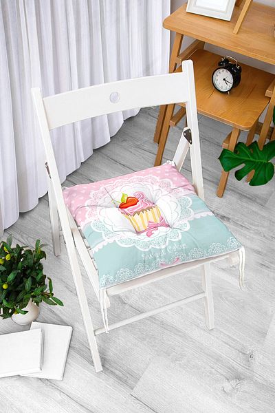 Realhomes Cup Cake Ψηφιακό εμπριμέ αφράτο τετράγωνο μαξιλάρι καρέκλας