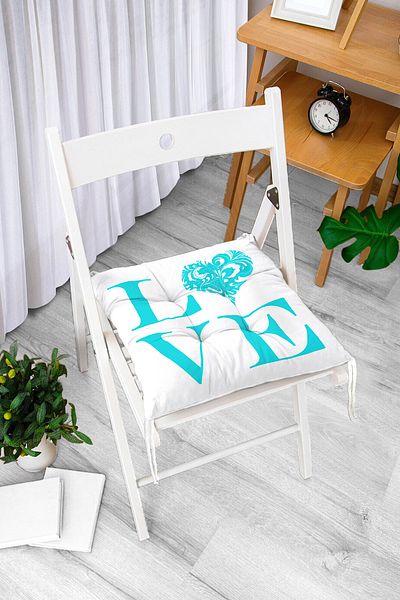 Realhomes Love Themed Digital Printed Fluffy Square Chair Cushion