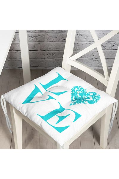 Realhomes Love Themed Digital Printed Fluffy Square Chair Cushion