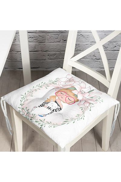 Realhomes Fashion Girl Digital Printed Modern Fluffy Chair Cushion