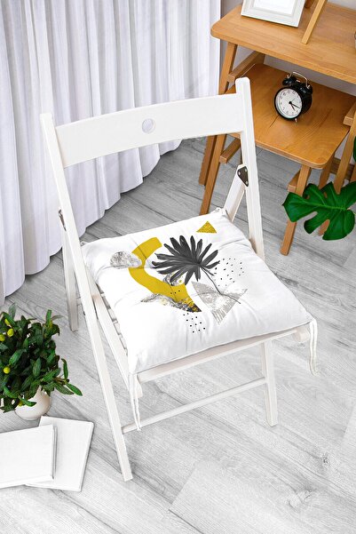Realhomes Pufasti jastuk za stolicu sa motivom cvetova koji se razbacuju po g...