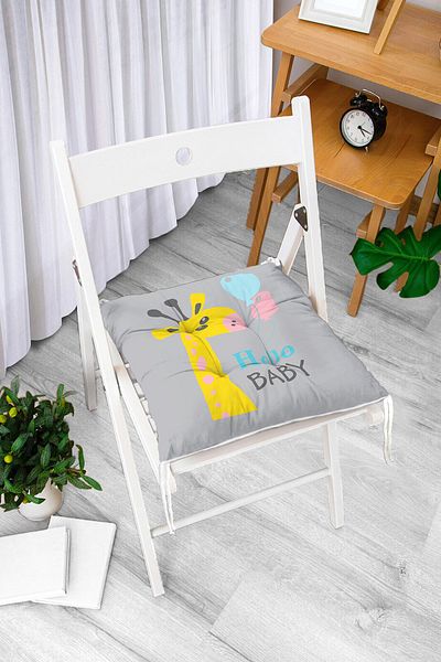 Realhomes Flowing Balloon Patterned Baby Room Fluffy Chair Cushion on Gray Floor