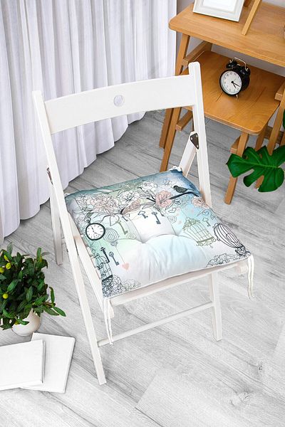 Realhomes Modern Bird Patterned Digital Printed Fluffy Chair Cushion