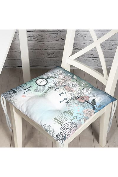 Realhomes Modern Bird Patterned Digital Printed Fluffy Chair Cushion