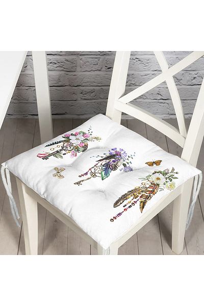 Realhomes Digital Printed Fluffy Chair Cushion with Triple Key Drawing