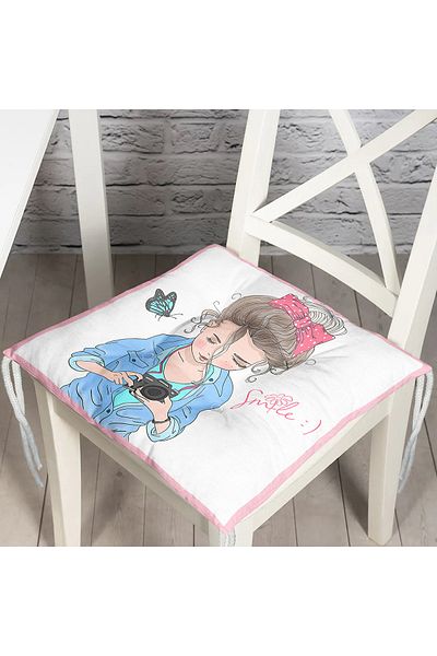 Realhomes Special Design Smile Take Up Patterned Fluffy Square Chair Cushion