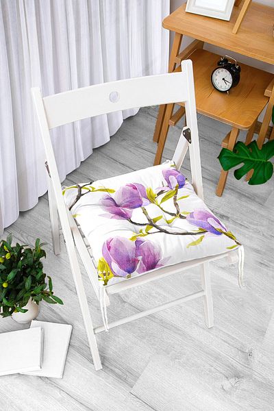 Realhomes Watercolor Floral Patterned Digital Printed Modern Pouf Chair Cushion