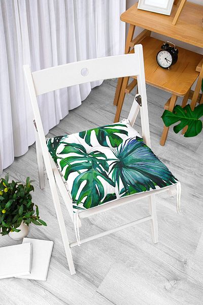 Realhomes Leaf Pattern Digital Printed Pouf Chair Cushion