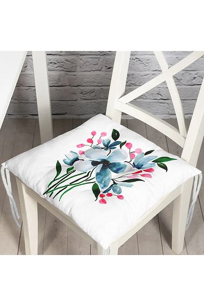Realhomes Modern Flower Patterned Digital Printed Decorative Fluffy Chair Cushion