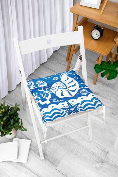 Realhomes Pernă de scaun cu puf modern imprimată digital cu model far cu fundal albastru