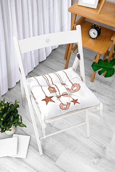 Realhomes Pernă de scaun pufoasă, imprimată digital, cu design de ornamente din lemn