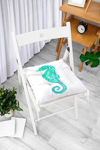 Realhomes Zeleni jastuk za stolicu sa modernim, mekanim uzorkom morskog konji...