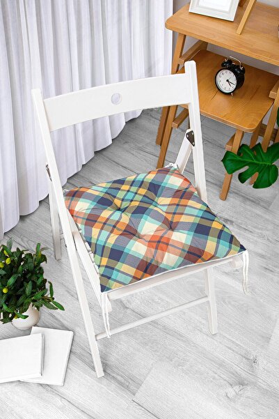 Realhomes Pastelno obojeni karirani jastuk za stolicu sa digitalnim štampanje...