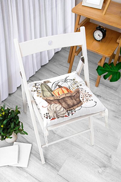 Realhomes Beyaz Zemin Üzerinde Renkli Balkabağı Desenli Dijital Baskılı Moder...