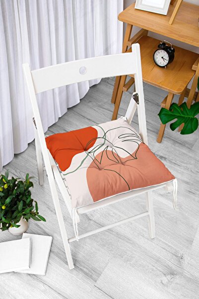 Realhomes Jastuk za stolicu sa digitalnim štampanim uzorkom lišća na pastelno...
