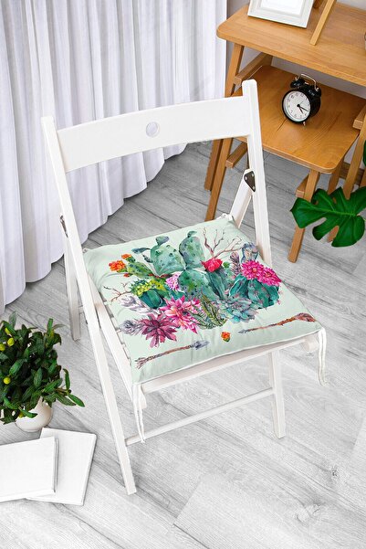 Realhomes Renkli Zemin Üzerinde Oklu Kaktüs Desenli Dijital Baskılı Modern Po...