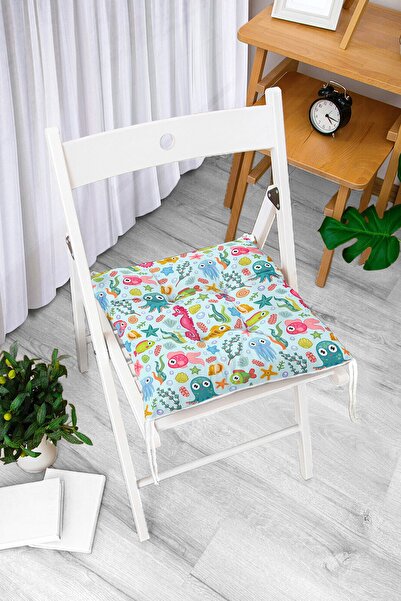 Realhomes Pernă de scaun pufoasă și modernă, cu tematică cu animale de mare, imprimată digitală