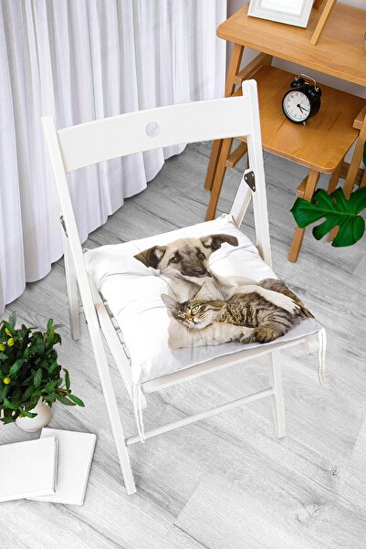 Realhomes Digitalno štampani moderni mekani jastuk za stolicu sa psom i mačkom