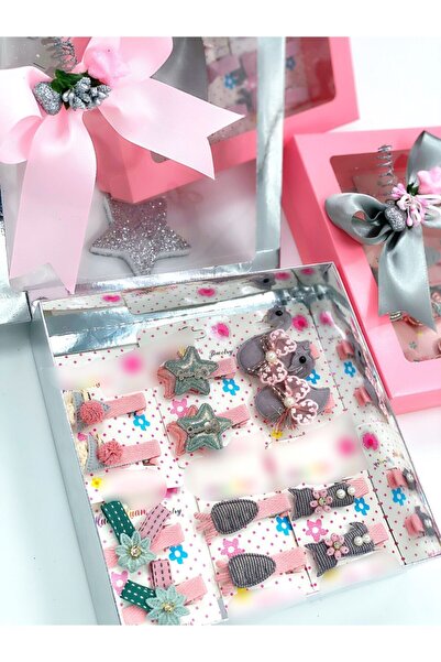 QUEEN AKSESUAR Lüks Gümüş Kutulu 12 Parça Bebek Çocuk Taşlı Toka Aksesuar Hed...