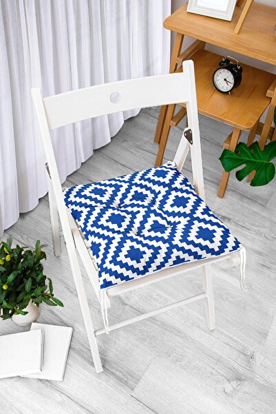 Realhomes Perna Scaun Puf Modern Imprimat Digital Desen Geometric Albastru Inchis