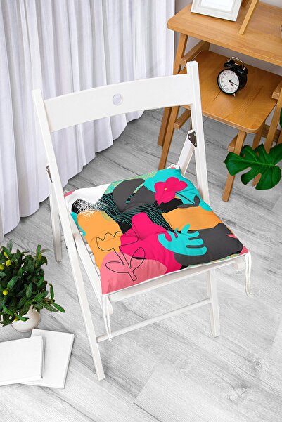 Realhomes Geometrijski jastuk za stolicu sa digitalnim štampanim uzorkom lišć...
