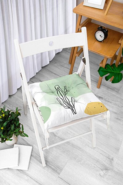 Realhomes Mekani, šareni, jednobojni jastuk za stolicu sa temom listova, digi...